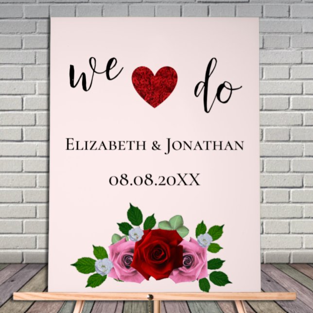 Red and Pink Roses Wedding Acrylic Sign (Creator Uploaded)
