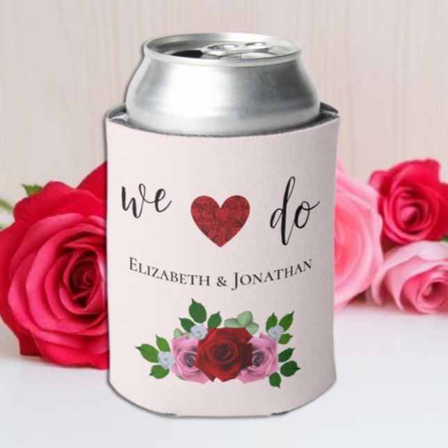Red and Pink Roses Wedding Can Cooler (Creator Uploaded)