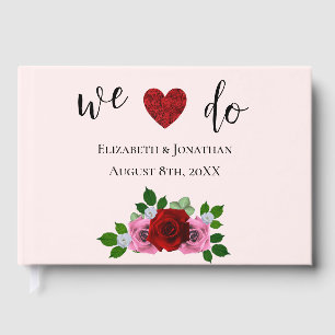 Red and Pink Roses Wedding Guest Book