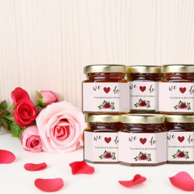 Red and Pink Roses Wedding Honey Jar Favors (Creator Uploaded)