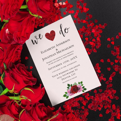 Red and Pink Roses Wedding Invitation