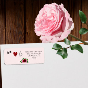 Red and Pink Roses Wedding Label