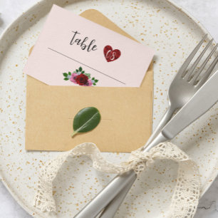 Red and Pink Roses Wedding Place Card