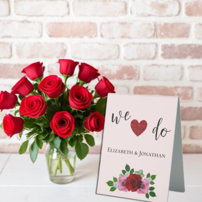 Red and Pink Roses Wedding Table Tent (Creator Uploaded)