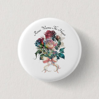 Red and pink roses with a bow  button