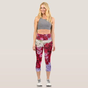 Red and Pink Roses with Colorful Gypsophila Capri Leggings