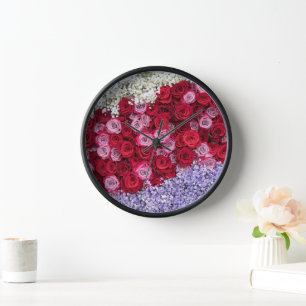 Red and Pink Roses with Colorful Gypsophila Clock