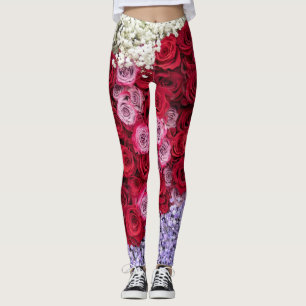 Red and Pink Roses with Colorful Gypsophila Leggings