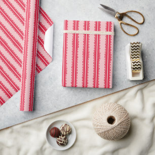 Red and Pink Ruffle Stripe Wrapping Paper