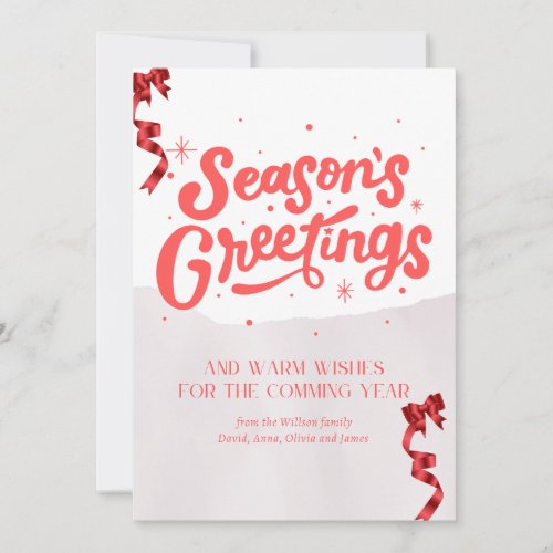 Red and Pink Season's Greetings Thank You Card