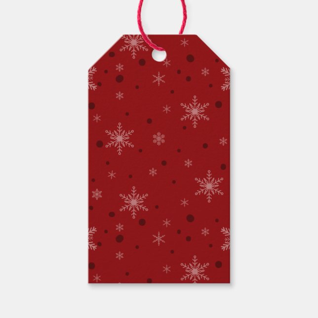 Red and Pink Snowflakes Gift Tag (Front)