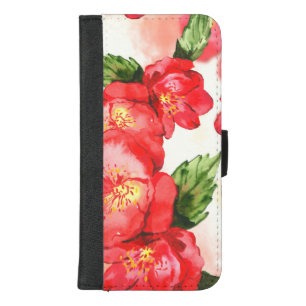 Red and Pink Soft Watercolor Roses iPhone 8/7 Plus Wallet Case