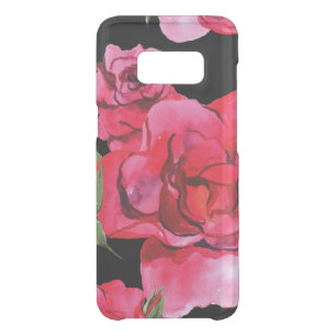 Red and Pink Soft Watercolor Roses on Black Uncommon Samsung Galaxy S8 Case