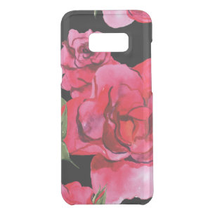Red and Pink Soft Watercolor Roses on Black Uncommon Samsung Galaxy S8+ Case