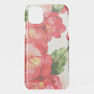 Red and Pink Soft Watercolor Roses Uncommon iPhone 11 Case