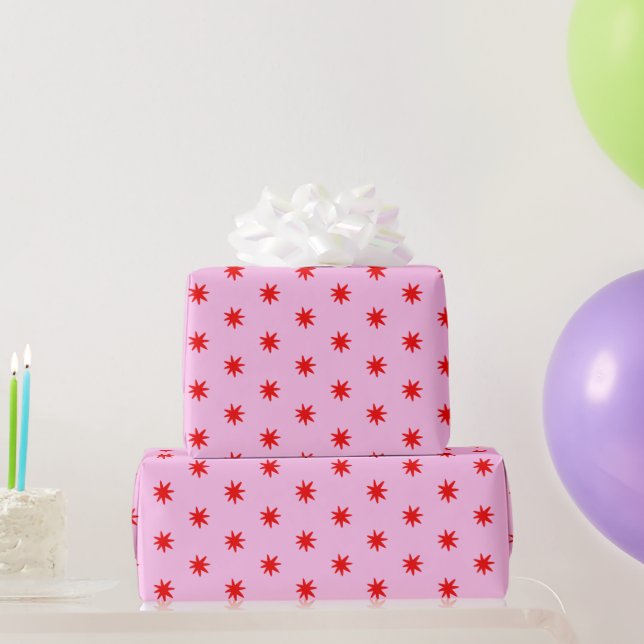 Red and Pink stars Valentine’s Day  Wrapping Paper (Party Gifts)