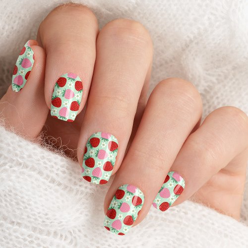 Red And Pink Strawberries Pattern Minx Nail Art