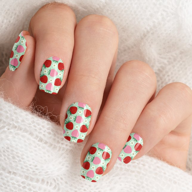 Red And Pink Strawberries Pattern Minx Nail Art (Creator Uploaded)
