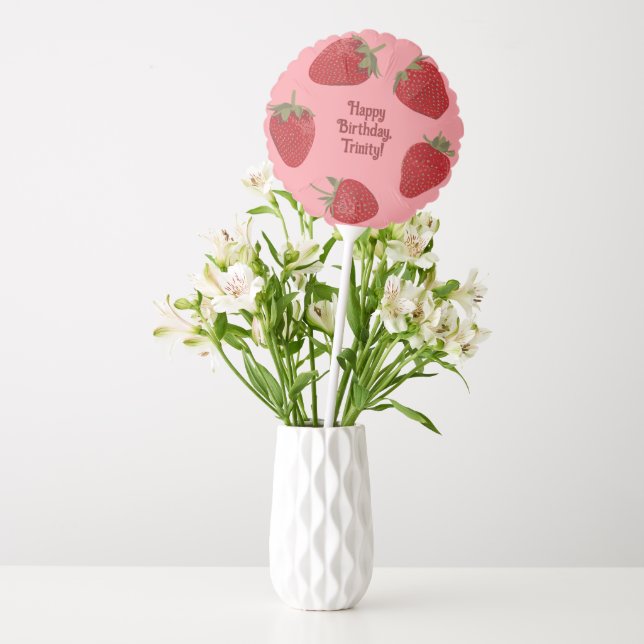 Red and Pink Strawberry Custom Party Balloon (Vase)
