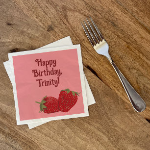 Red and Pink Strawberry Custom Party Napkins