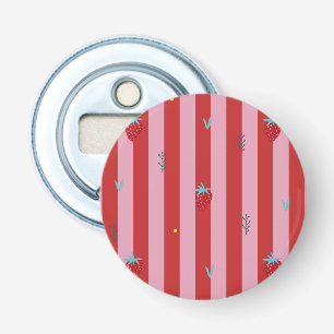 red and pink stripe, bold design with strawberries bottle opener