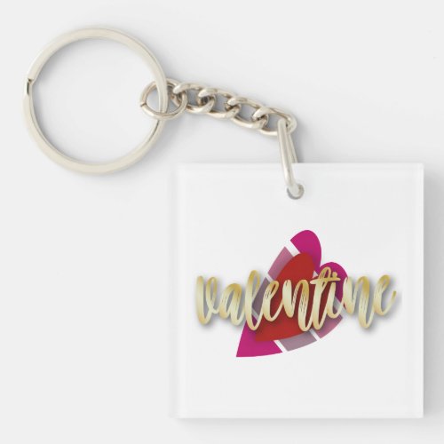 Red and Pink Striped Heart Valentines Day Keychain