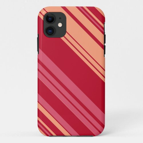 Red and Pink Stripes Pattern iPhone 11 Case