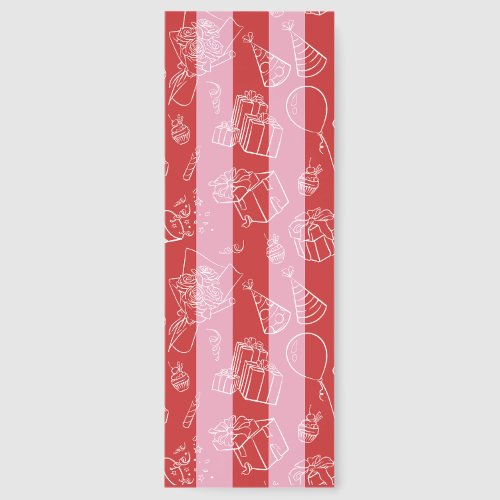 Red and pink stripes with party drawings over bookmarks