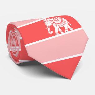 Red and pink stripes with white elephant neck tie