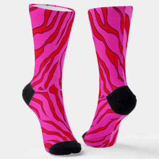 Red And Pink Tiger Stripes Animal Print 2 Socks