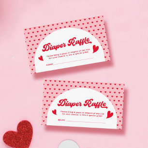 Red and Pink Valentine Baby Shower Diaper Raffle Enclosure Card