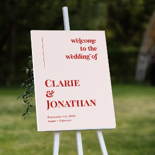 Red and Pink Valentine Wedding Welcome Foam Board