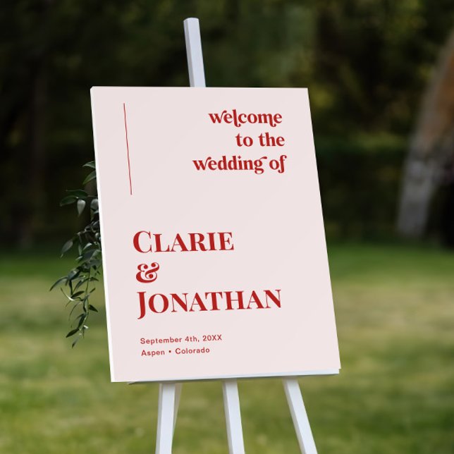 Red and Pink Valentine Wedding Welcome  Foam Board (Creator Uploaded)