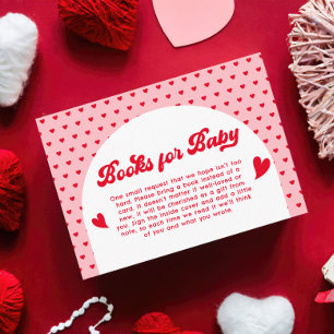 Red and Pink Valentines Baby Shower Book Request Enclosure Card