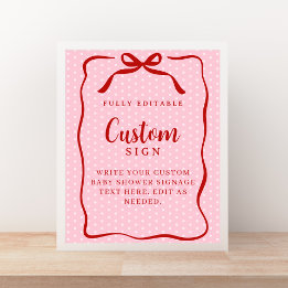 Red and Pink Valentines Baby Shower Custom Sign