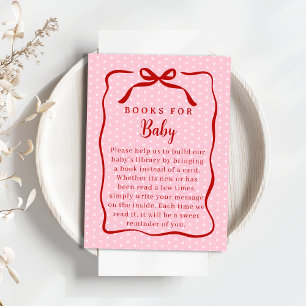 Red and Pink Valentines Books For Baby Shower Enclosure Card