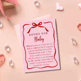 Red and Pink Valentines Books For Baby Shower Enclosure Card