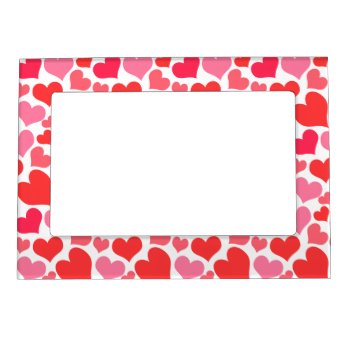 Red And Pink Valentine's Day Hearts For Love Magnetic Frame by VillageDesign at Zazzle