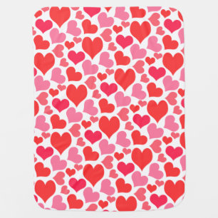 Red and Pink Valentine's Day Hearts for Love Stroller Blanket