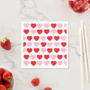 Red and Pink Valentines Day Hearts Napkins