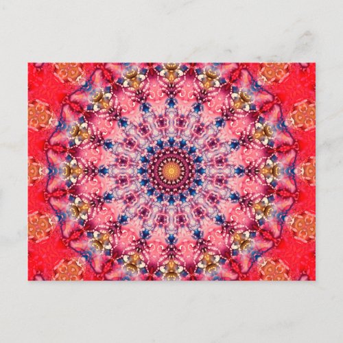 Red and Pink Valentines Day Mandala Holiday Postcard