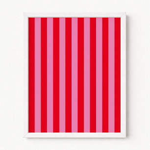 Red and Pink Vertical Stripes Poster