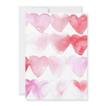 Red And Pink Watercolor Hearts Invitation