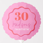 Red and Pink Wave Border 30th Birthday Balloon<br><div class="desc">Make your 30th birthday celebration pop with this custom pink and red colorful wavy border balloon! Perfect for adding a personalized touch to your party decor, this eye-catching balloon will surely impress your guests. Whether you're looking for a unique gift or a fun addition to your birthday decorations, this customizable...</div>