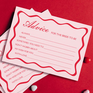 Red and Pink Wavy Advice for the bride Answer Card