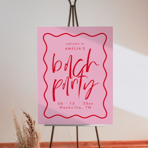 Red And Pink Wavy Frame Bachelorette Welcome Sign