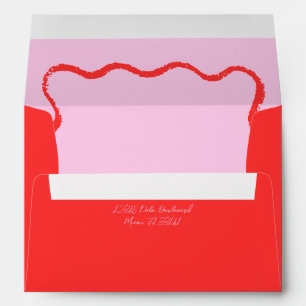 Red and Pink Wavy Squiggle Wedding Invitation Envelope