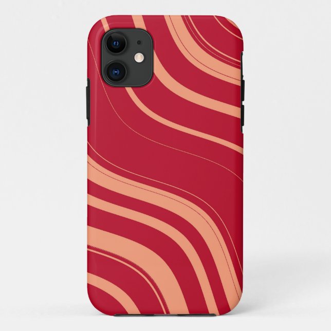 Red and Pink Wavy Stripes Pattern Case-Mate iPhone Case (Back)