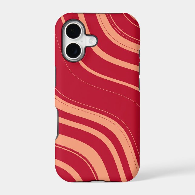 Red and Pink Wavy Stripes Pattern Iphone Case (Back)