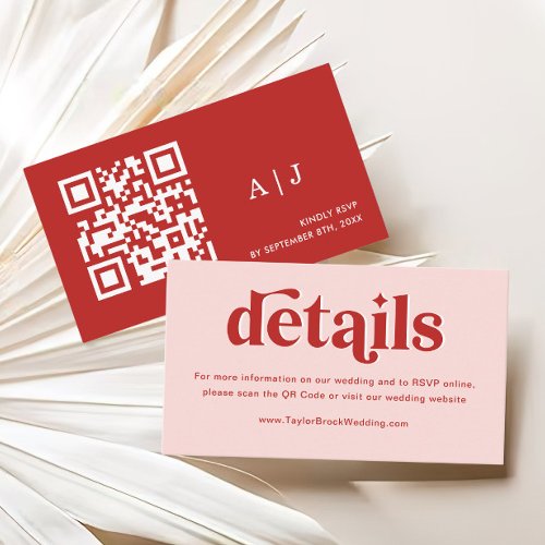 Red and Pink Wedding Website Enclosure Card